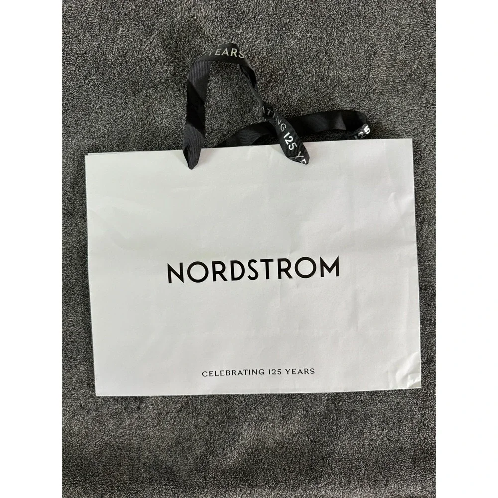 Nordstrom 125 Years Anniversary Large Paper Shopping Bag Ribbon Handle 16x12x6